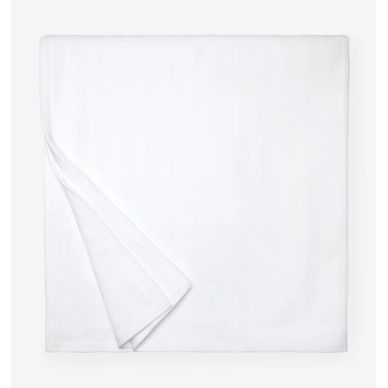Tavira Sophisticated White Striped Cotton Full/Queen Blanket