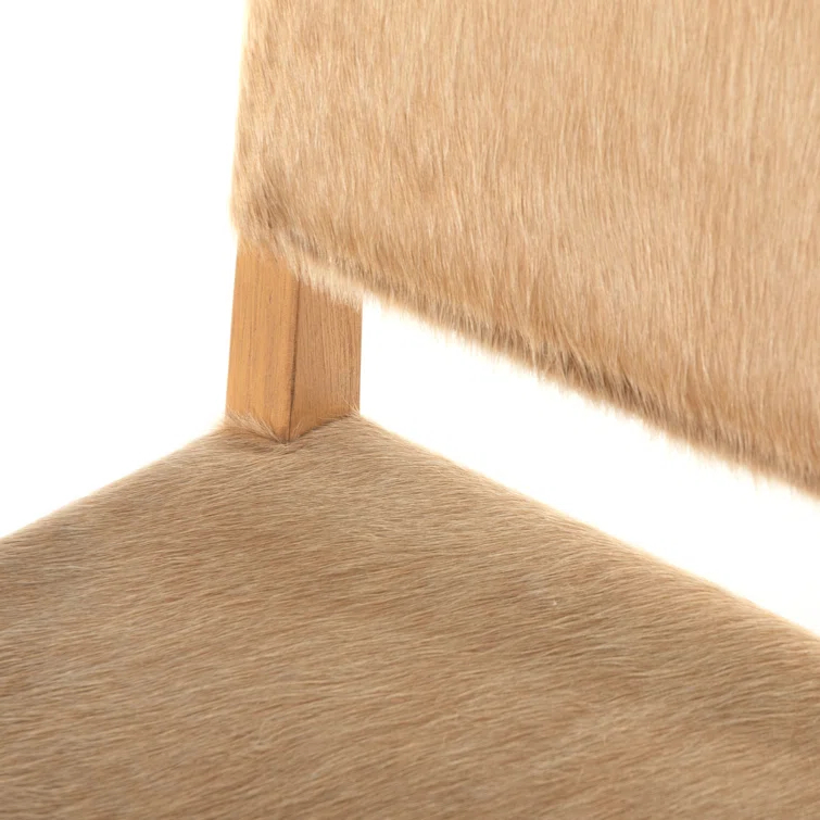 Palomino Leather Upholstered Side Chair with Wood Accents