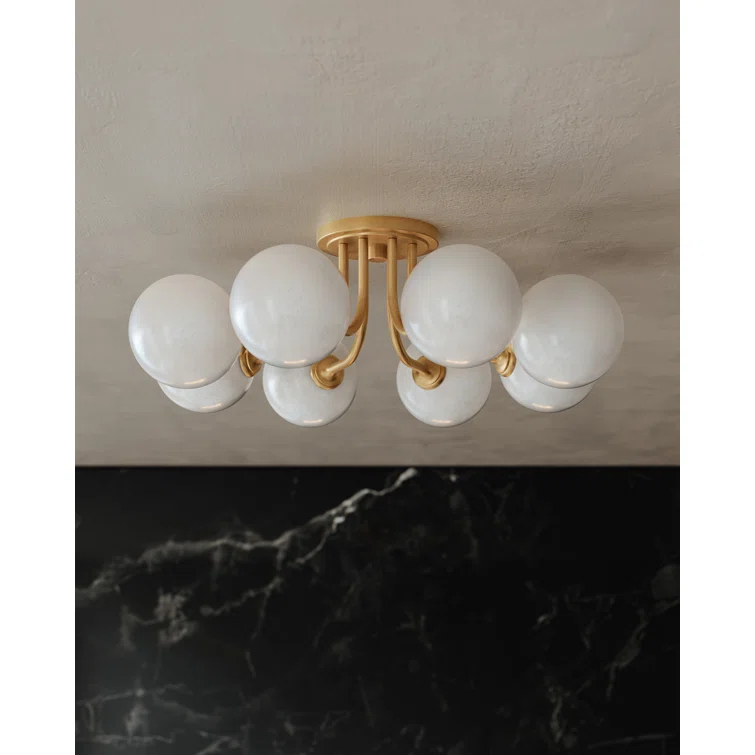 Keller Semi-Flush Mount Light - Brass / 8 Light