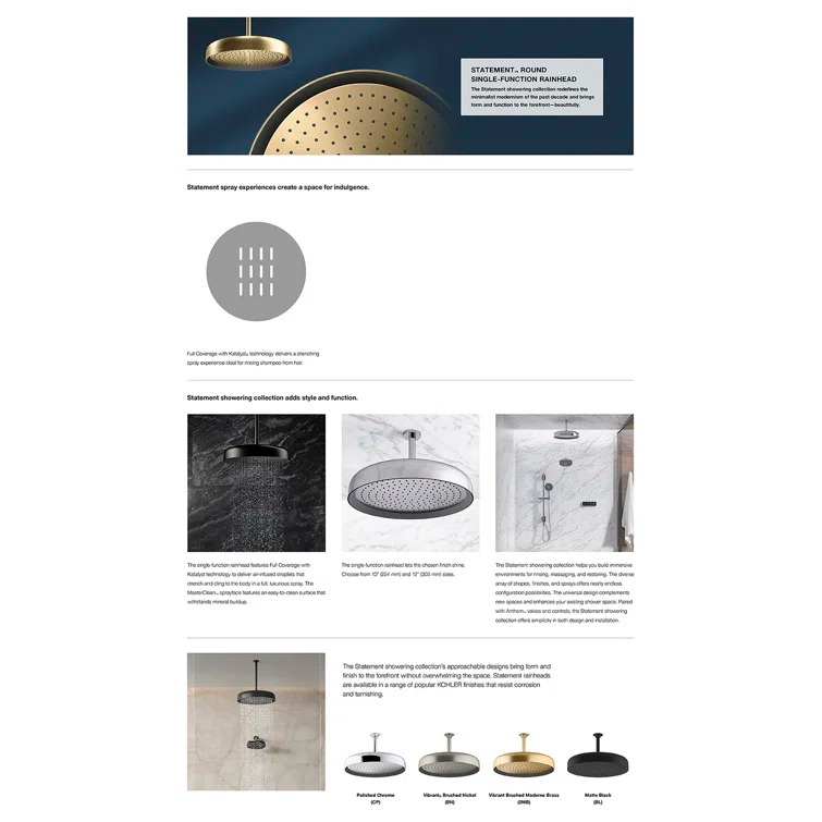 Statement™ 2.5 GPM Round 12 in. Rainhead with Katalyst Air-Induction Technology