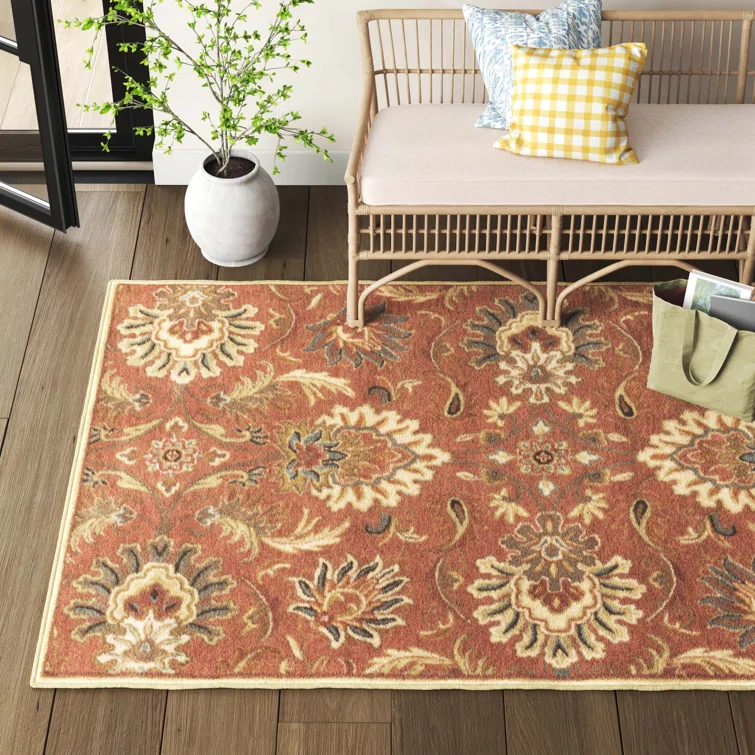 Aaron Hand Tufted Wool Terracotta/Orange/Dusty Sage Rug