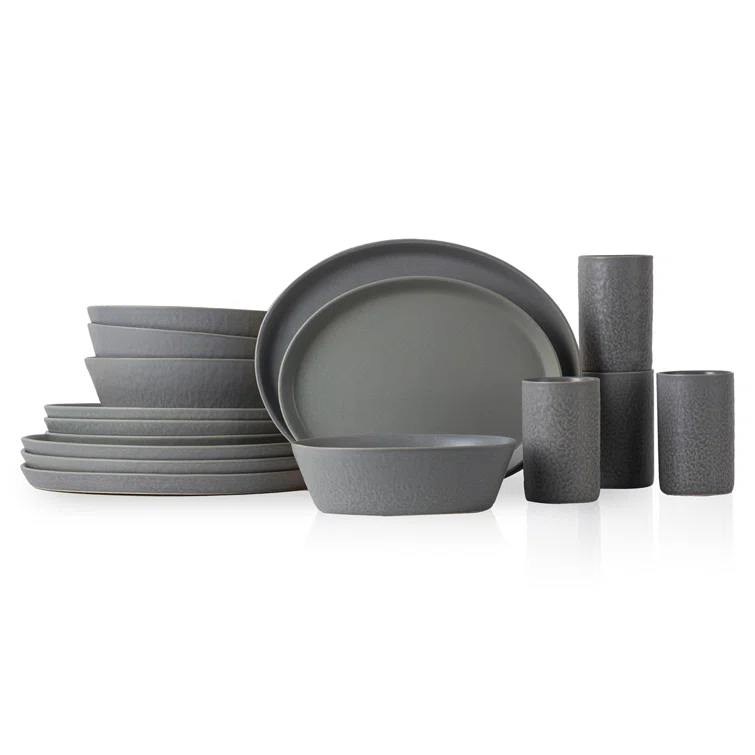 Stone by Mercer Project Katachi 16-Piece Dinnerware Set Stoneware