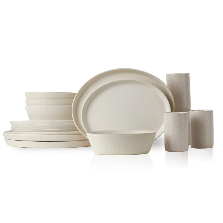 Stone by Mercer Project Katachi 16-Piece Dinnerware Set Stoneware