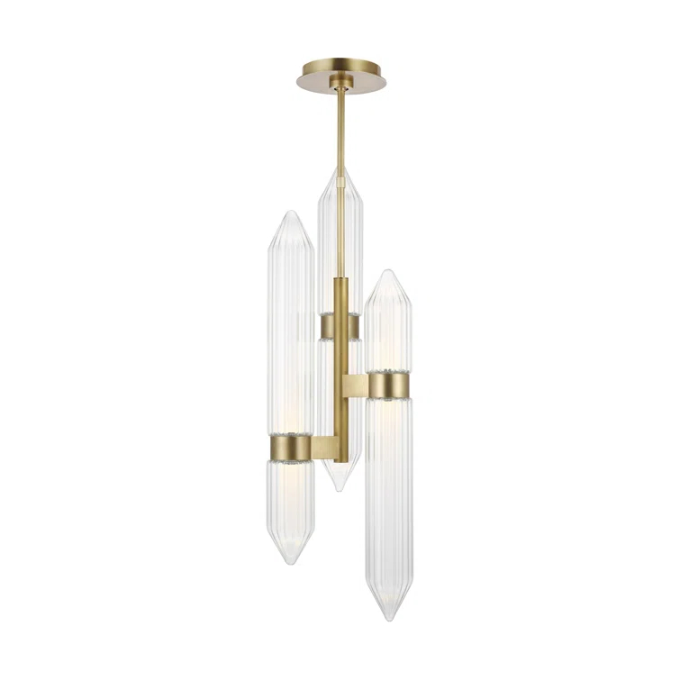 Langston Elegant Crystal LED Pendant in Plated Brass