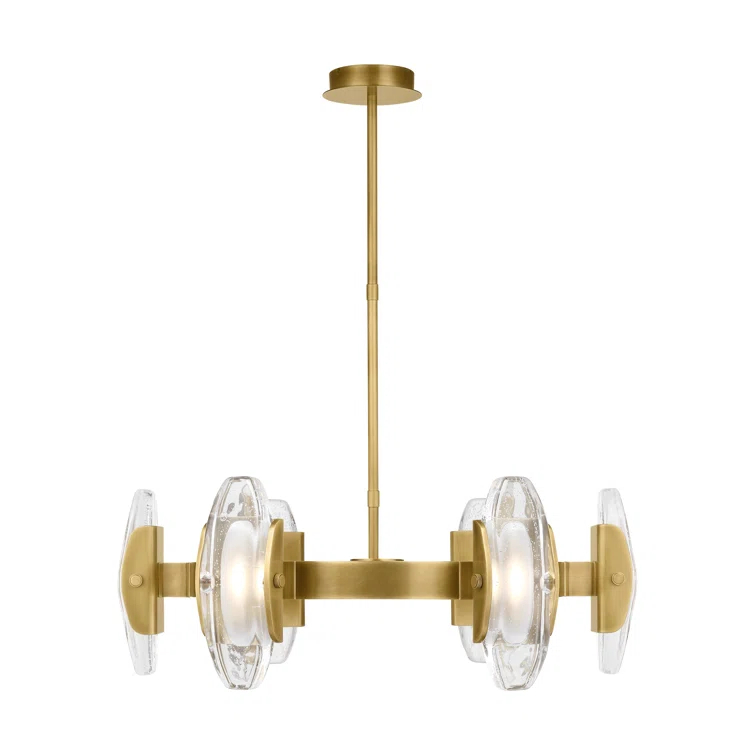 Wythe Medium Plated Brass and Glass LED Chandelier