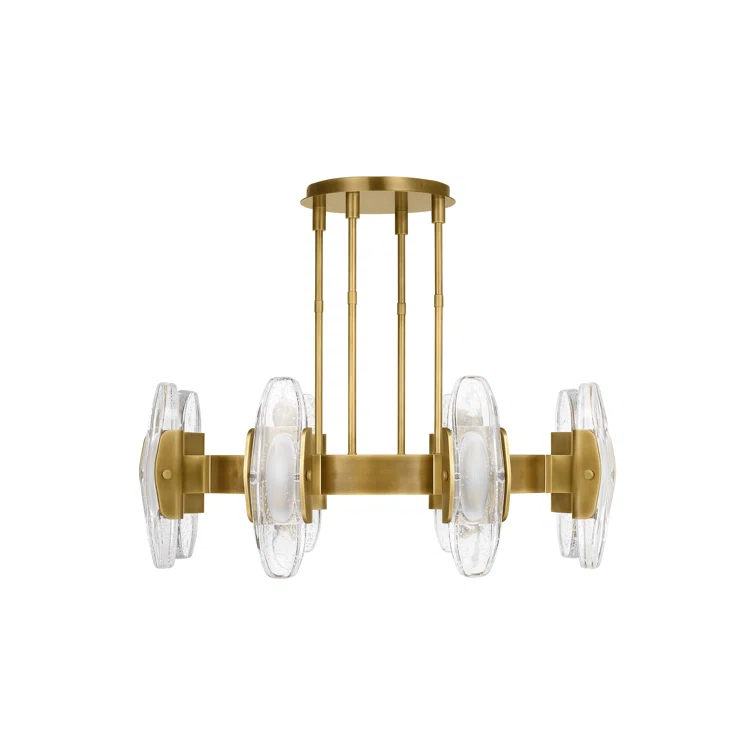 Wythe Large LED Chandelier in Plated Brass with Cast Glass