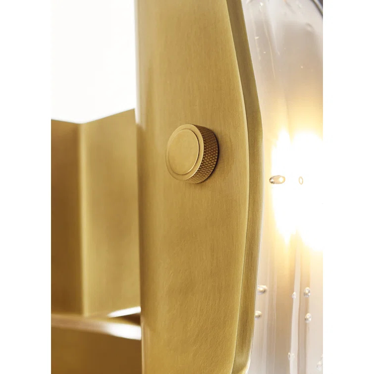 Wythe Large LED Chandelier in Plated Brass with Cast Glass