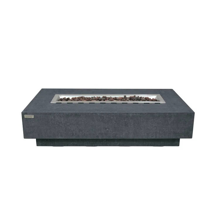 Gray Gas Free-Standing Fire Pit Table with Lava Rocks