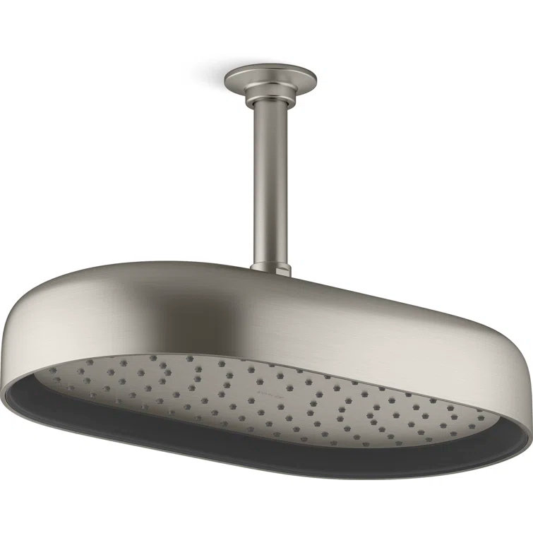 Statement 14" Single-Function Wall or Ceiling-Mount Round Rainhead, Oblong Rain Showerhead 2.5 GPM