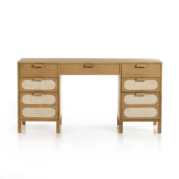 Verna Executive Desk - Honey Oak