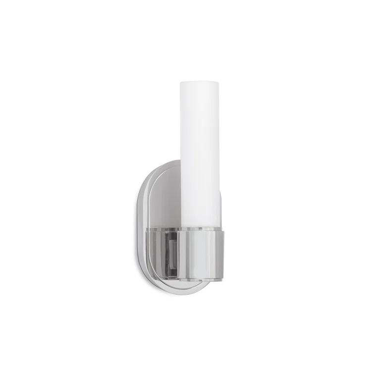 Sleek Polished Nickel Single-Light Wall Sconce with Opal Glass