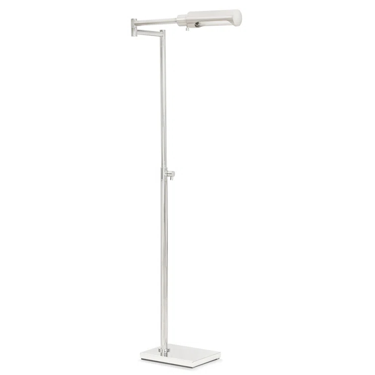 Elegant Alabaster and Polished Nickel Adjustable Floor Lamp
