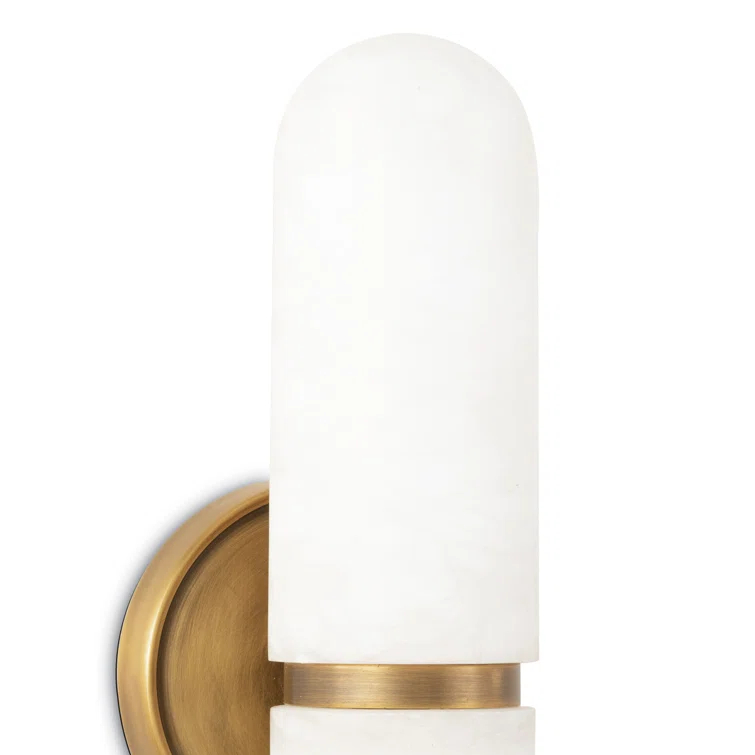 Alabaster and Natural Brass Dual-Light G9 LED Sconce