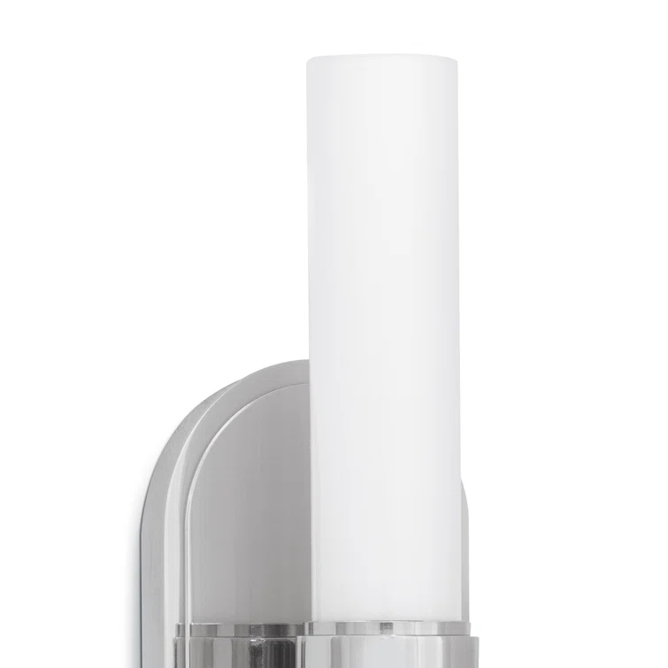 Sleek Polished Nickel Single-Light Wall Sconce with Opal Glass