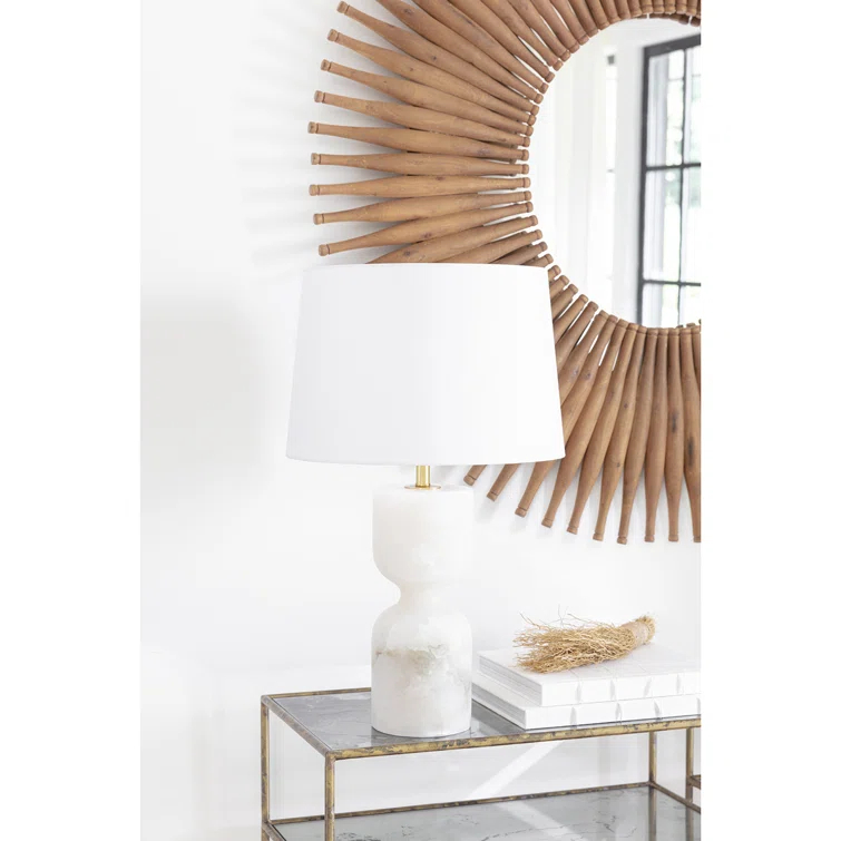 Round Dark Wood Sunburst Wall Mirror