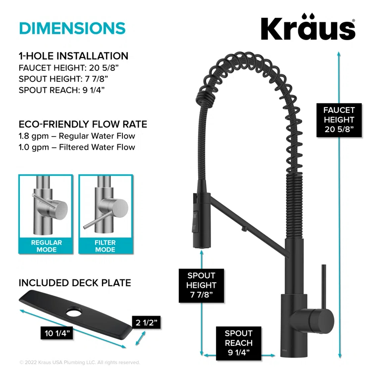 Oletto 2-in-1 Pull-Down Single Handle Kitchen Faucet
