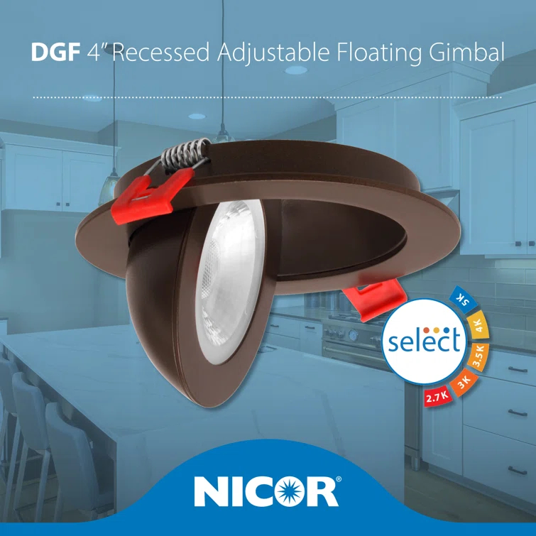 DGF43 4'' Selectable Color Temperature Dimmable Air-Tight IC Rated LED Canless Recessed Lighting Kit