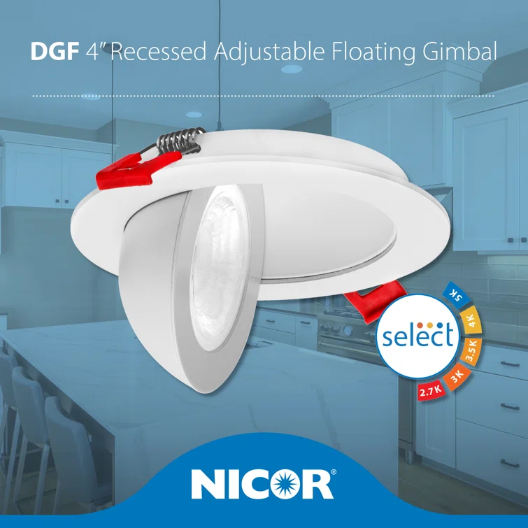 DGF43 4'' Selectable Color Temperature Dimmable Air-Tight IC Rated LED Canless Recessed Lighting Kit