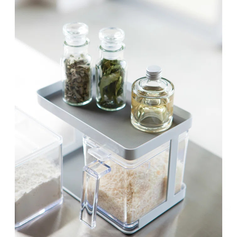 Tower Yamazaki Home Pantry Canisters With Rack, Kitchen Container Storage Organizer, Steel + Plastic