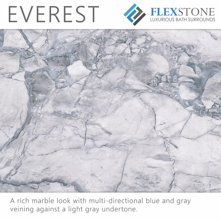 FlexStone 48"L x 34"W Single Threshold Alcove Shower Base with Center Drain