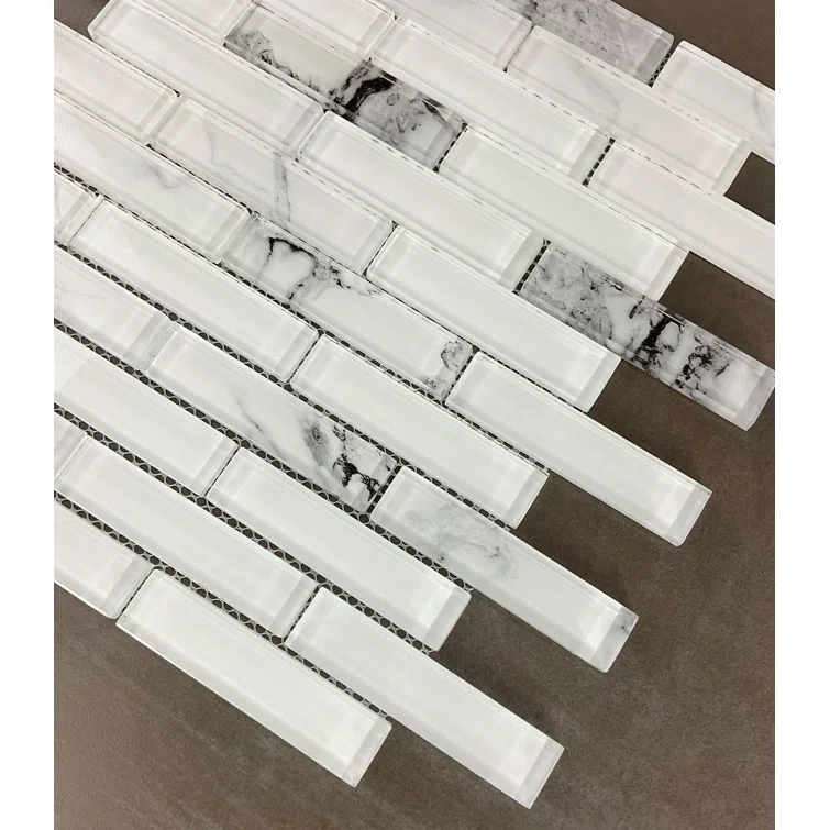 Art Craft Brick Joint 1" x 4" Glass Mosaic Wall Tile
