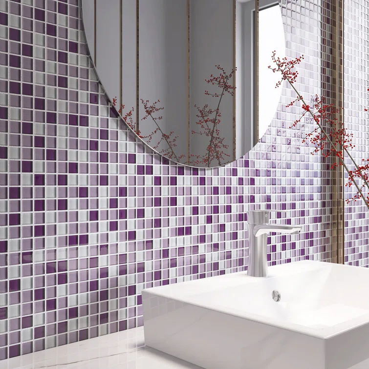 Supreme Tile Glare 11.82 in. x 11.82 in. Squares Glossy Glass Mosaic Tile