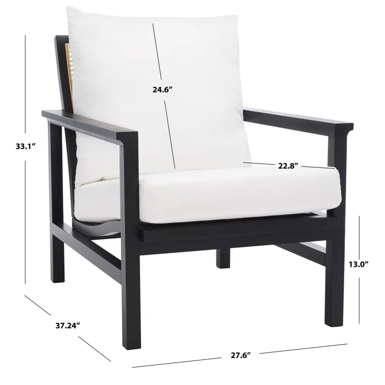 Madison Black & Natural Ash Wood Rattan Mesh Accent Chair