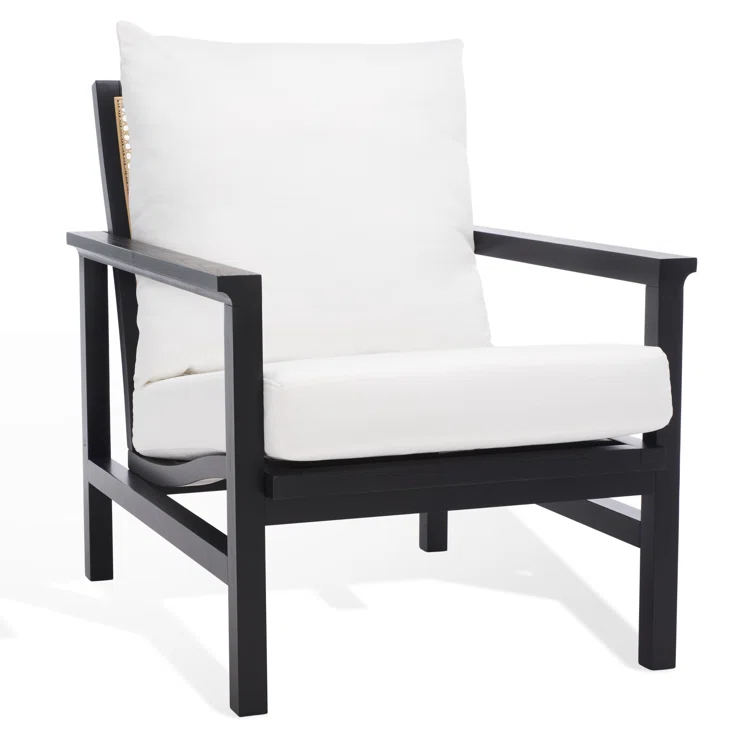 Madison Black & Natural Ash Wood Rattan Mesh Accent Chair