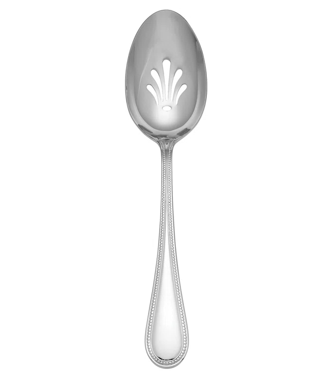 Lyndon Silver Stainless Steel Pierced Serving Spoon