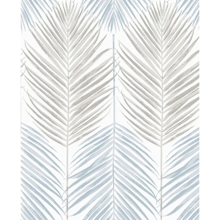 NextWall  Two Toned Palm Peel and Stick Wallpaper 20.5 in. W x 18 ft. L - Blue Mist & Daydream Grey