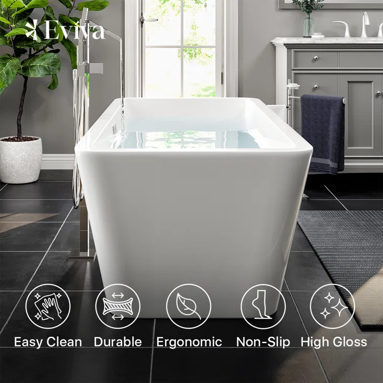 Aries 59'' x 32'' Freestanding Soaking Acrylic Bathtub