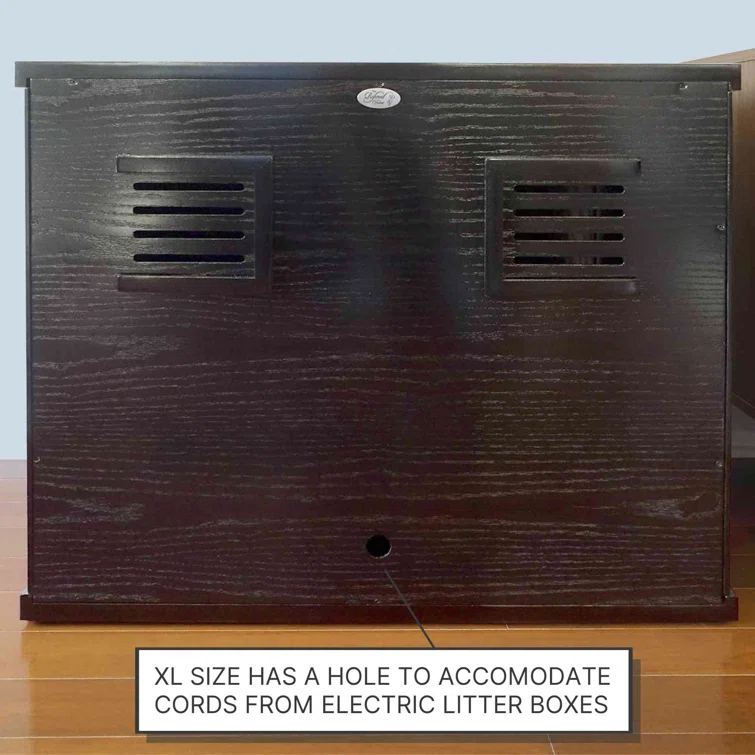 The Refined Litter Box - Wood Cat Litter Box Enclosure Cabinet with Drawer, Modern Style