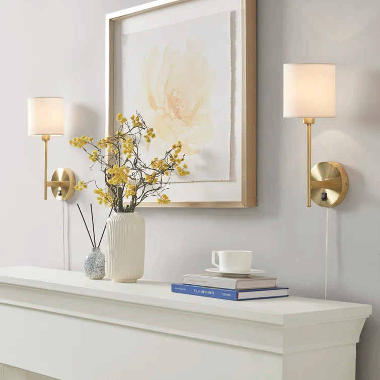 Hampton Hill Conway Metal Wall Sconce with Cylinder Shade (Set of 2)