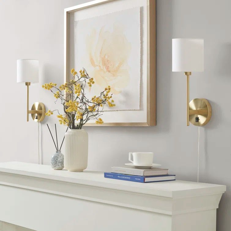 Hampton Hill Conway Metal Wall Sconce with Cylinder Shade (Set of 2)