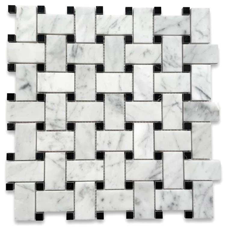 12" x 12" Marble Basketweave Mosaic Wall & Floor Tile