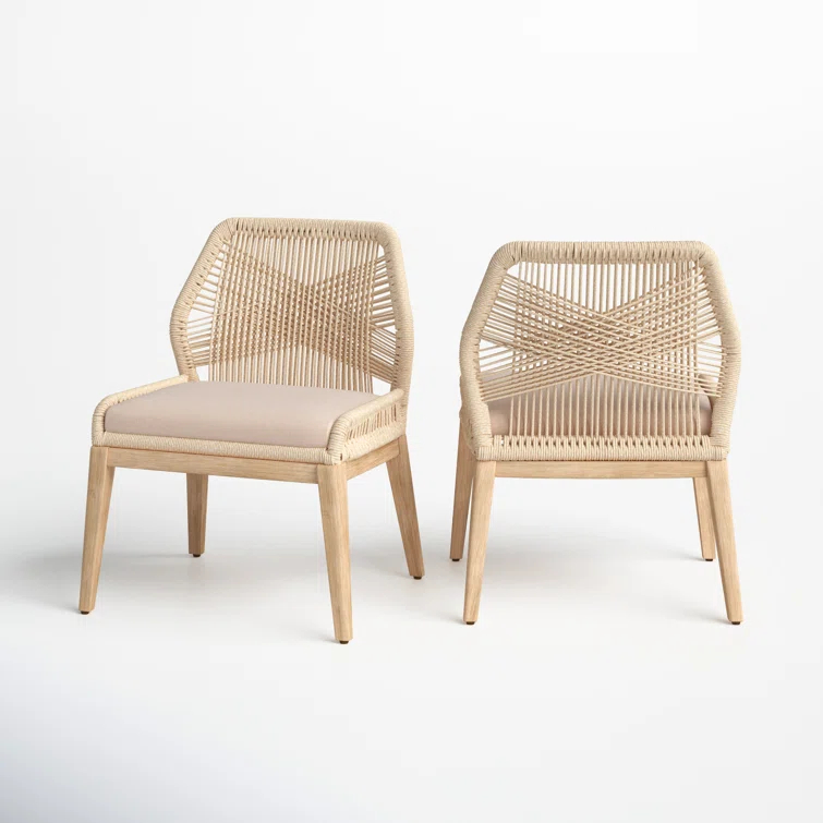 Fabric Side Chair in Beige/Ivory