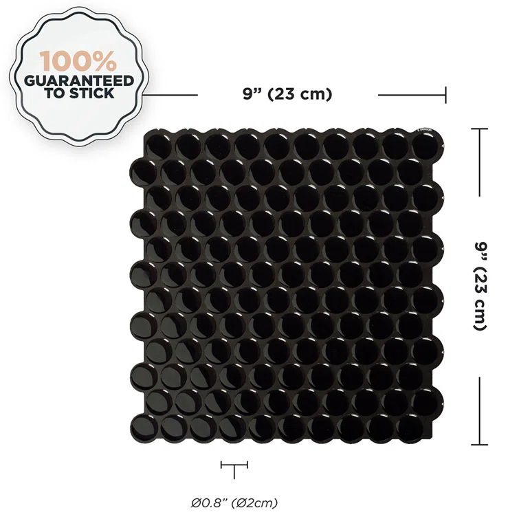 Peel and Stick Gel Backsplash Tile Penny 9'' x 9'' (Set of 4)