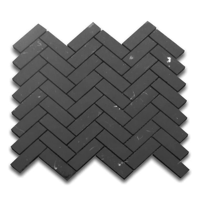 13" x 12" Marble Herringbone / Chevron Mosaic Wall & Floor Tile