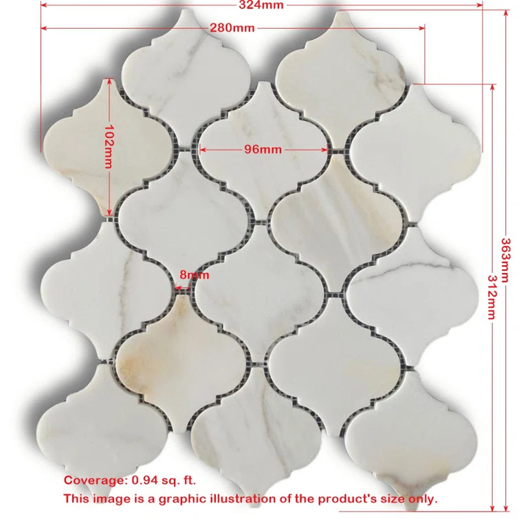 12" x 11" Marble Arabesque Mosaic Wall & Floor Tile