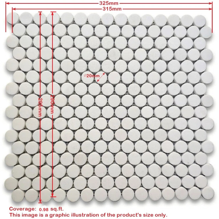 12" x 11" Marble Mosaic Wall & Floor Tile