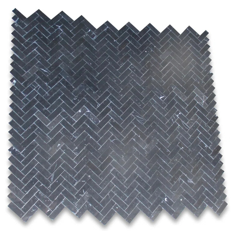 13" x 12" Marble Herringbone / Chevron Mosaic Wall & Floor Tile