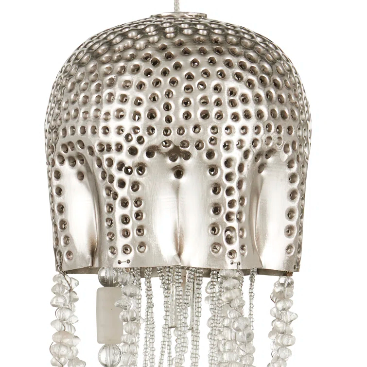 Medusa Nickel Silver 15-Light LED Glass Pendant