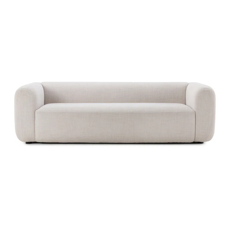 Nara 96'' Off-White Linen Tuxedo Arm Sofa