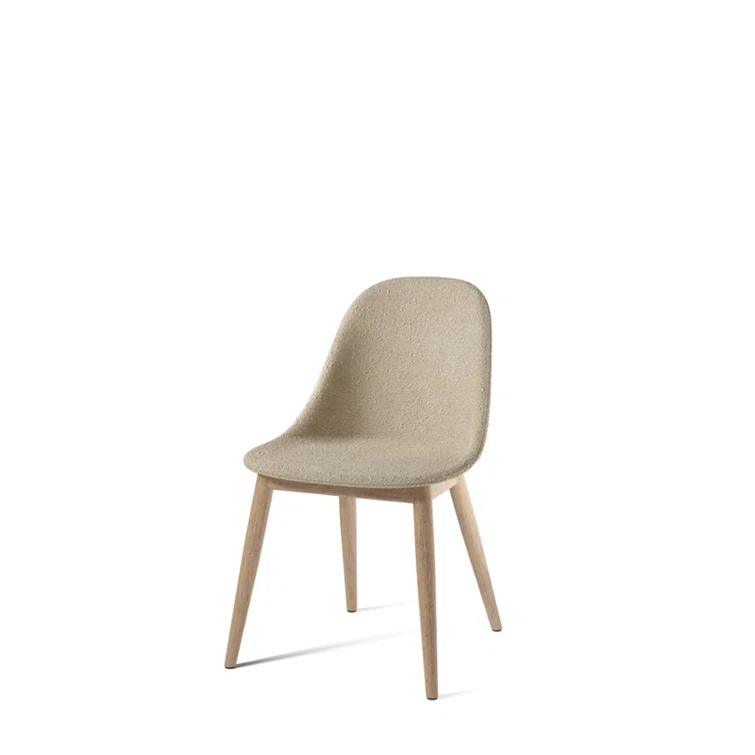 High-Backed Harbour Blue Leather & Natural Oak Side Chair