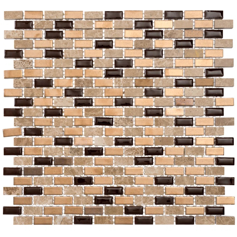 Bisterio 1/2" x 1" Porcelain & Natural Stone Mosaic Kitchen Backsplash, Bathroom, Shower, Pool, Wall and Floor Tile