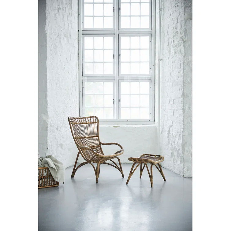 Monet Highback Rattan Lounge Chair and Footstool