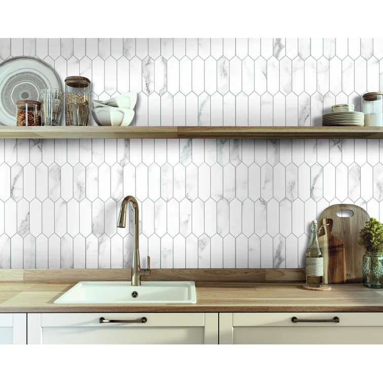 12" x 11.22" Stone Composite Peel & Stick Mosaic Tile