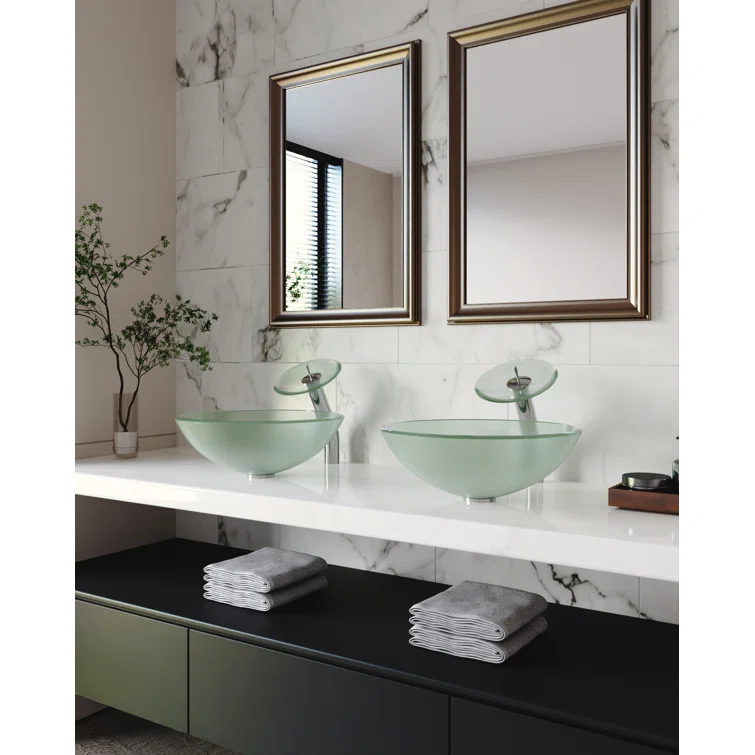 DeerValley Symmetry 16.5'' Circular Glass Vessel Bathroom Sink