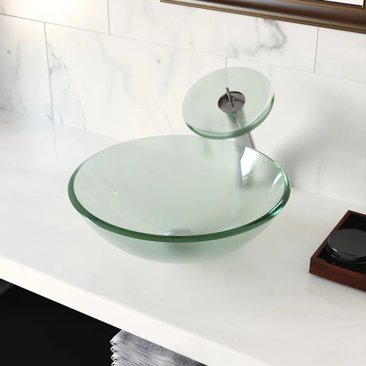DeerValley Symmetry 16.5'' Circular Glass Vessel Bathroom Sink