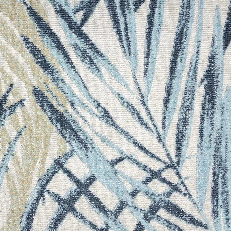 Tommy Bahama Malibu Palm Springs Coastal Indoor/Outdoor Area Rug, Ivory/Aqua Blue